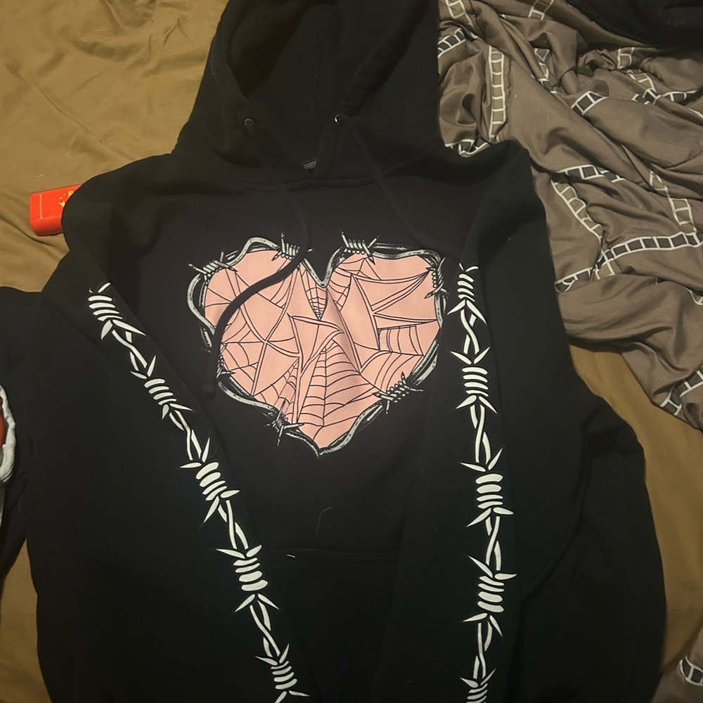 Black and Pink Heart Graphic Women's Sweater